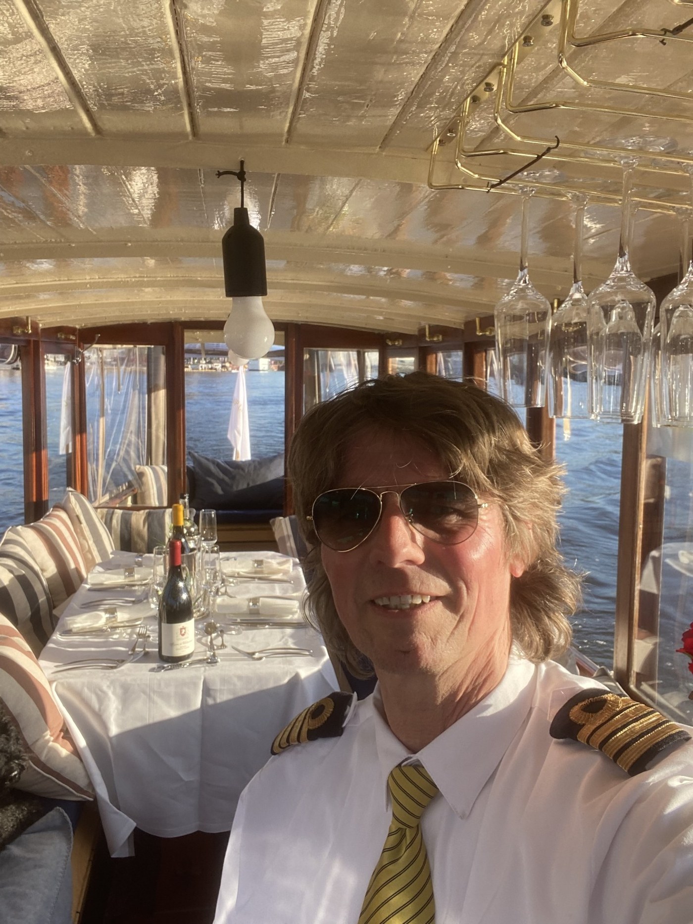 Captain Gus aboard salon boat Energie
